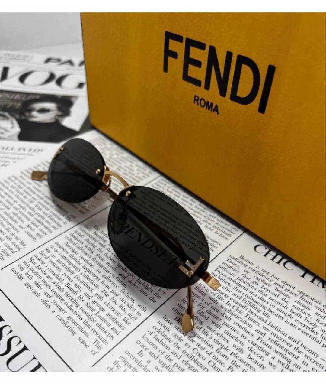 FENDI Черные металлические солнцезащитные очки, фото 4