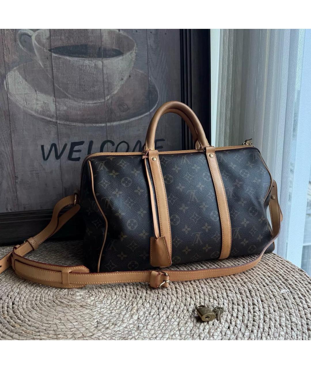 LOUIS VUITTON Бежевая жаккардовая дорожная/спортивная сумка, фото 2