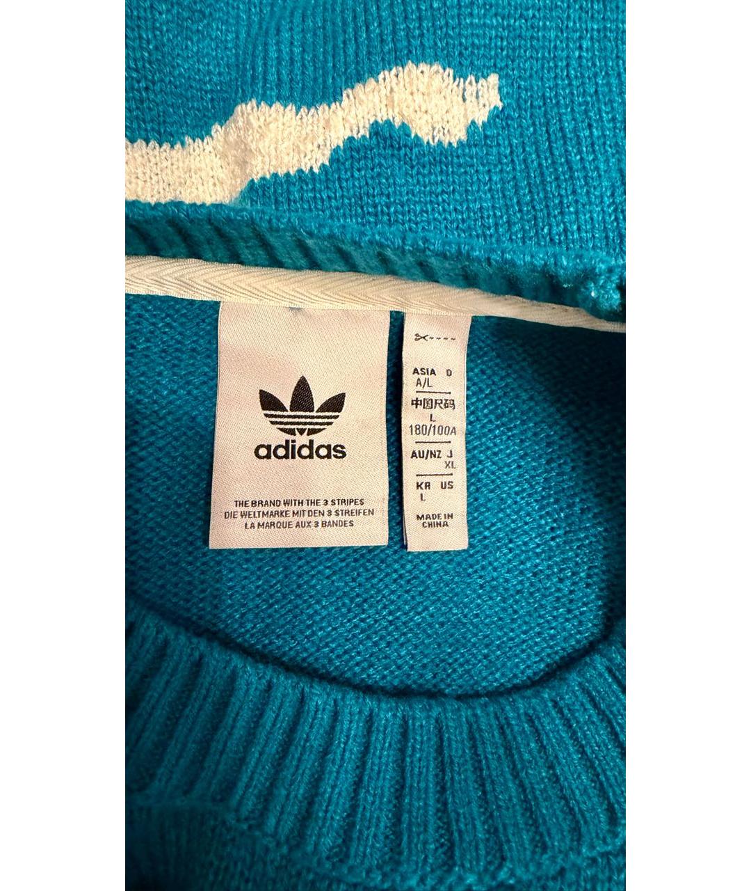 ADIDAS Синий хлопковый джемпер / свитер, фото 5