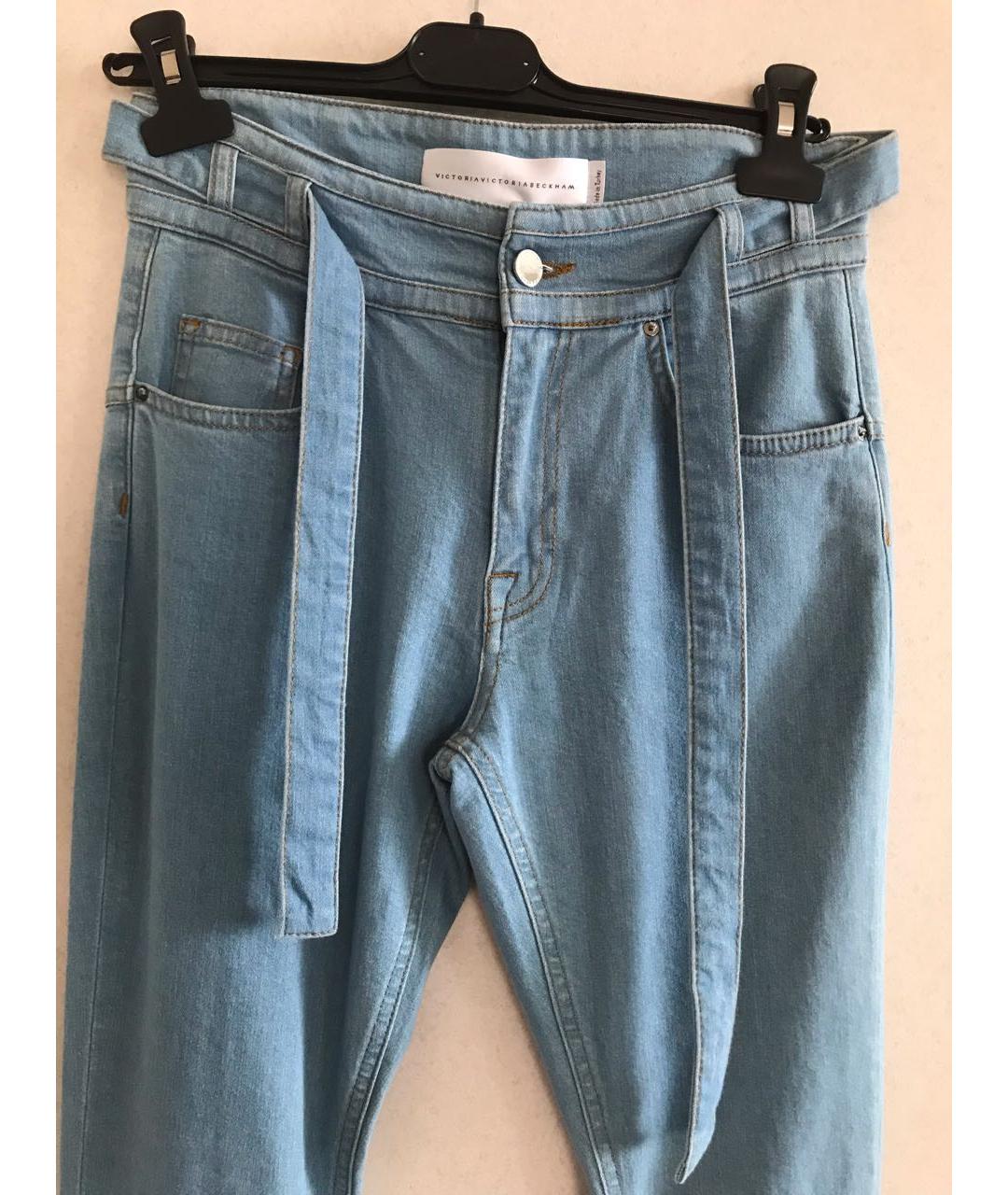 VICTORIA BECKHAM Голубые хлопко-эластановые джинсы клеш, фото 2