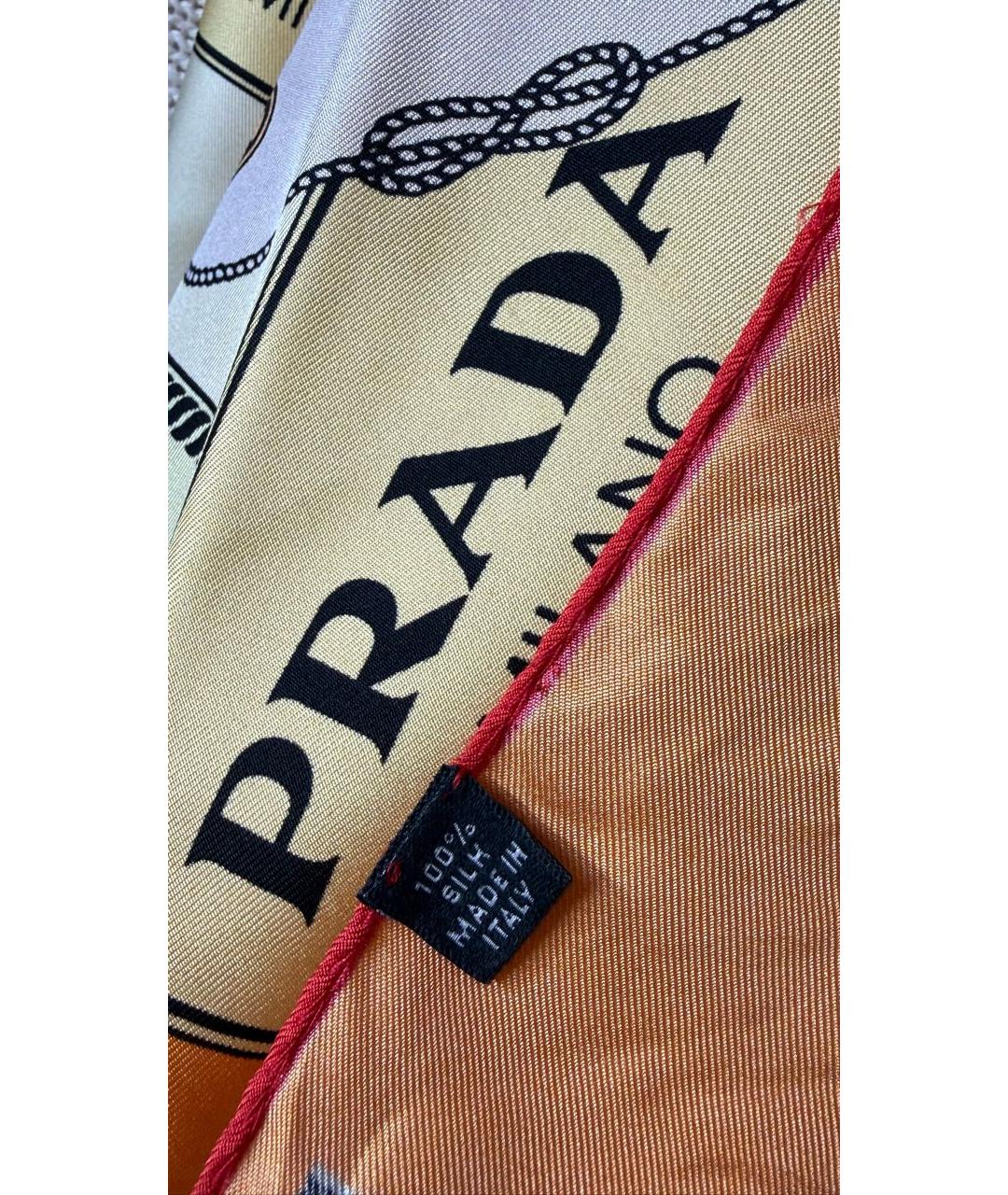 PRADA Желтый шелковый платок, фото 3