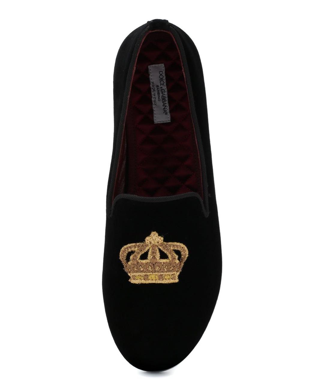 DOLCE&GABBANA Черные бархатные лоферы/мокасины, фото 5
