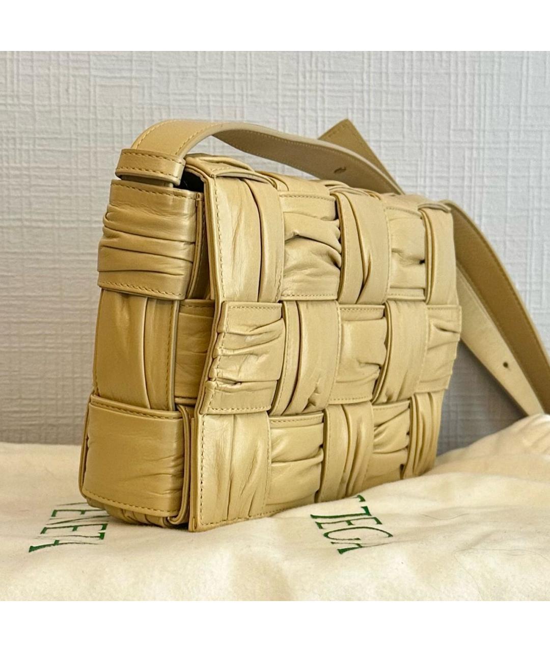 BOTTEGA VENETA Горчичная кожаная сумка через плечо, фото 3