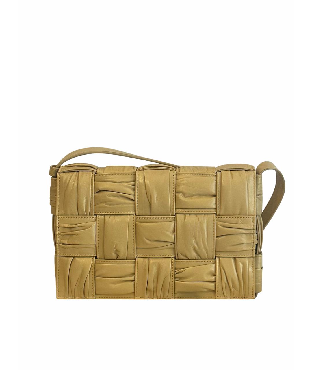 BOTTEGA VENETA Горчичная кожаная сумка через плечо, фото 1
