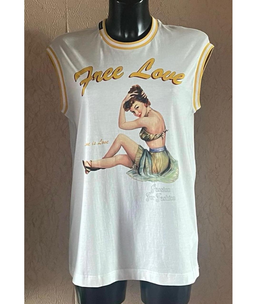 DOLCE&GABBANA Белая хлопко-эластановая майка, фото 6