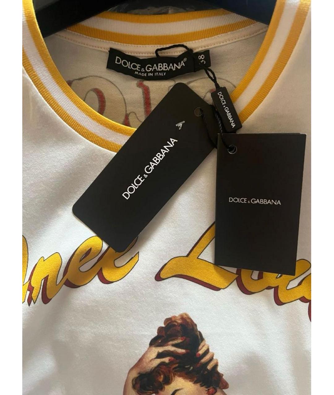 DOLCE&GABBANA Белая хлопко-эластановая майка, фото 4