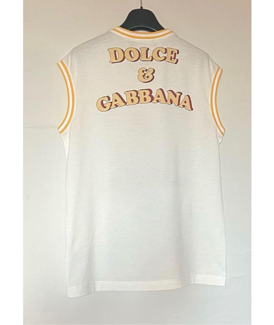 DOLCE&GABBANA Белая хлопко-эластановая майка, фото 3