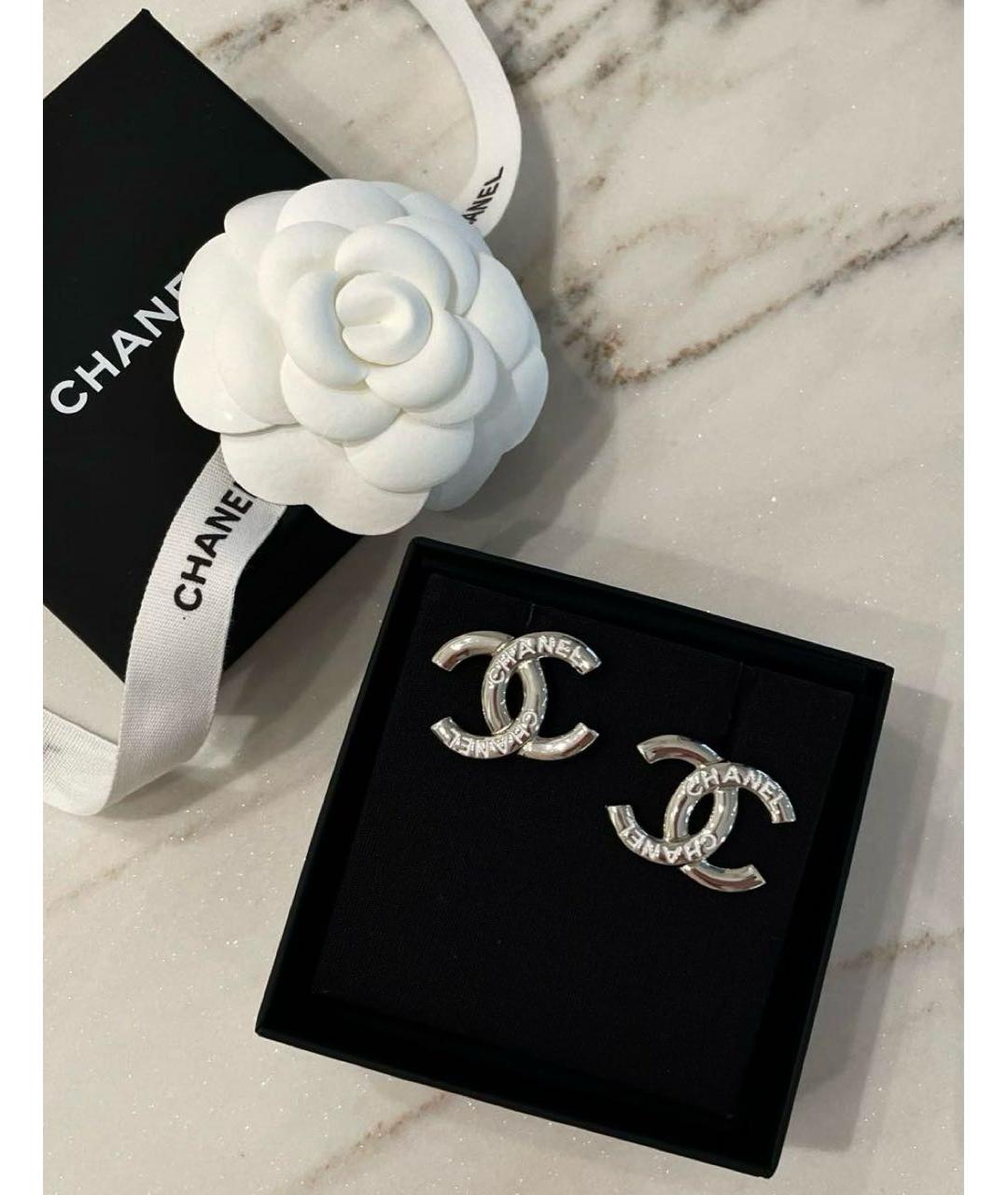CHANEL Серебряные металлические серьги, фото 2