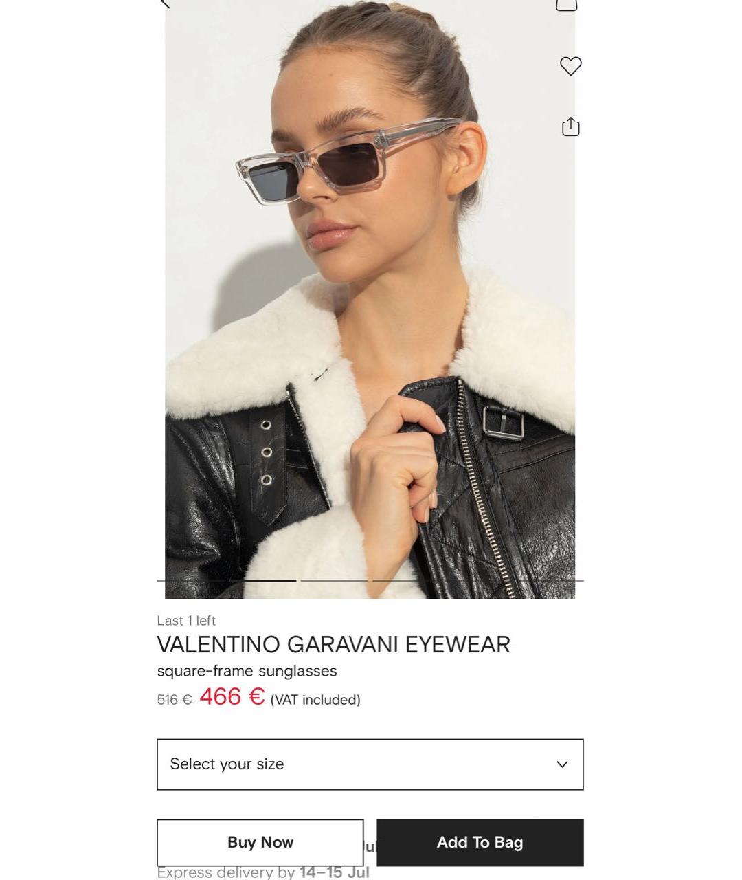 VALENTINO Прозрачные пластиковые солнцезащитные очки, фото 8