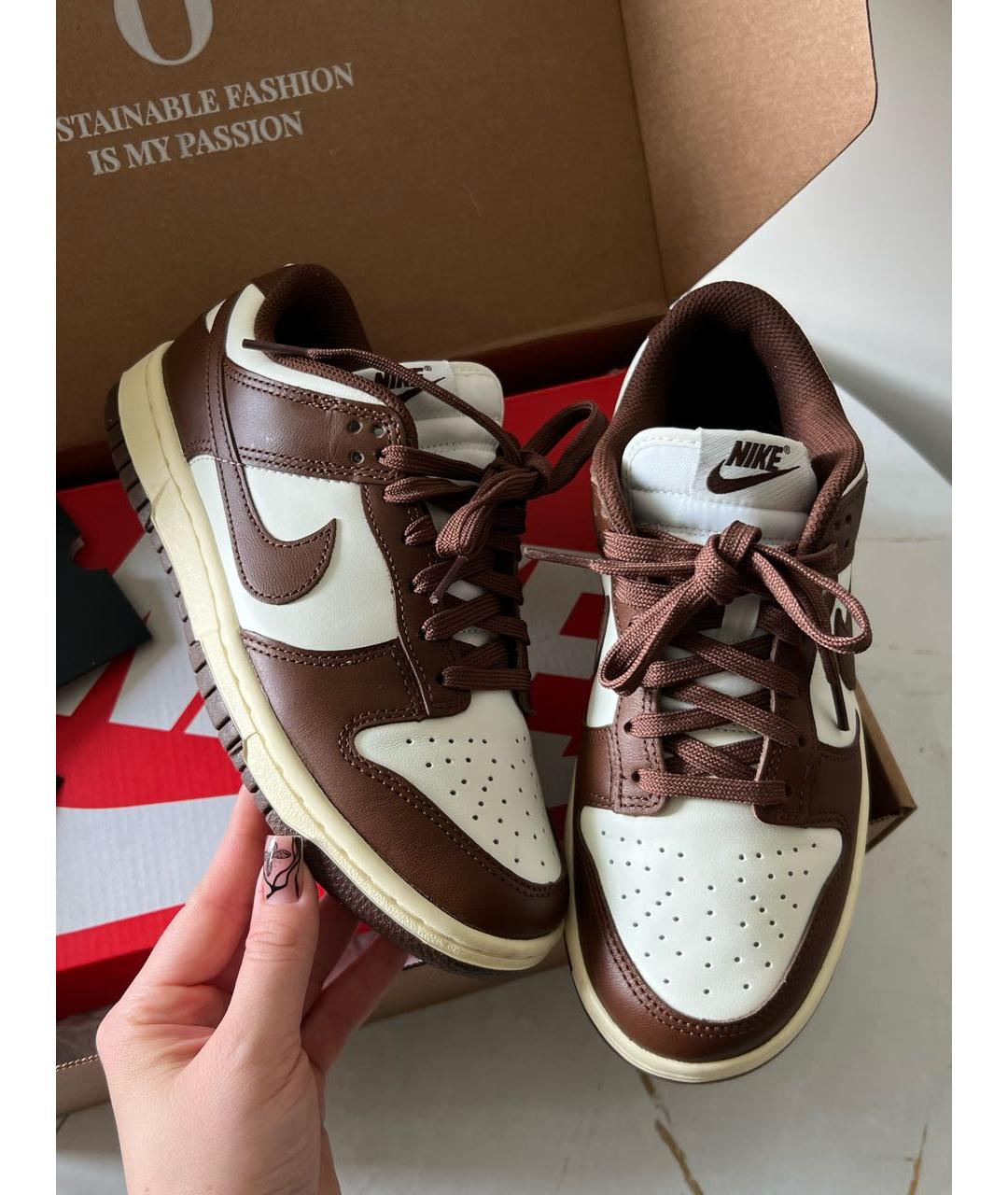 NIKE Коричневые кожаные кроссовки, фото 2