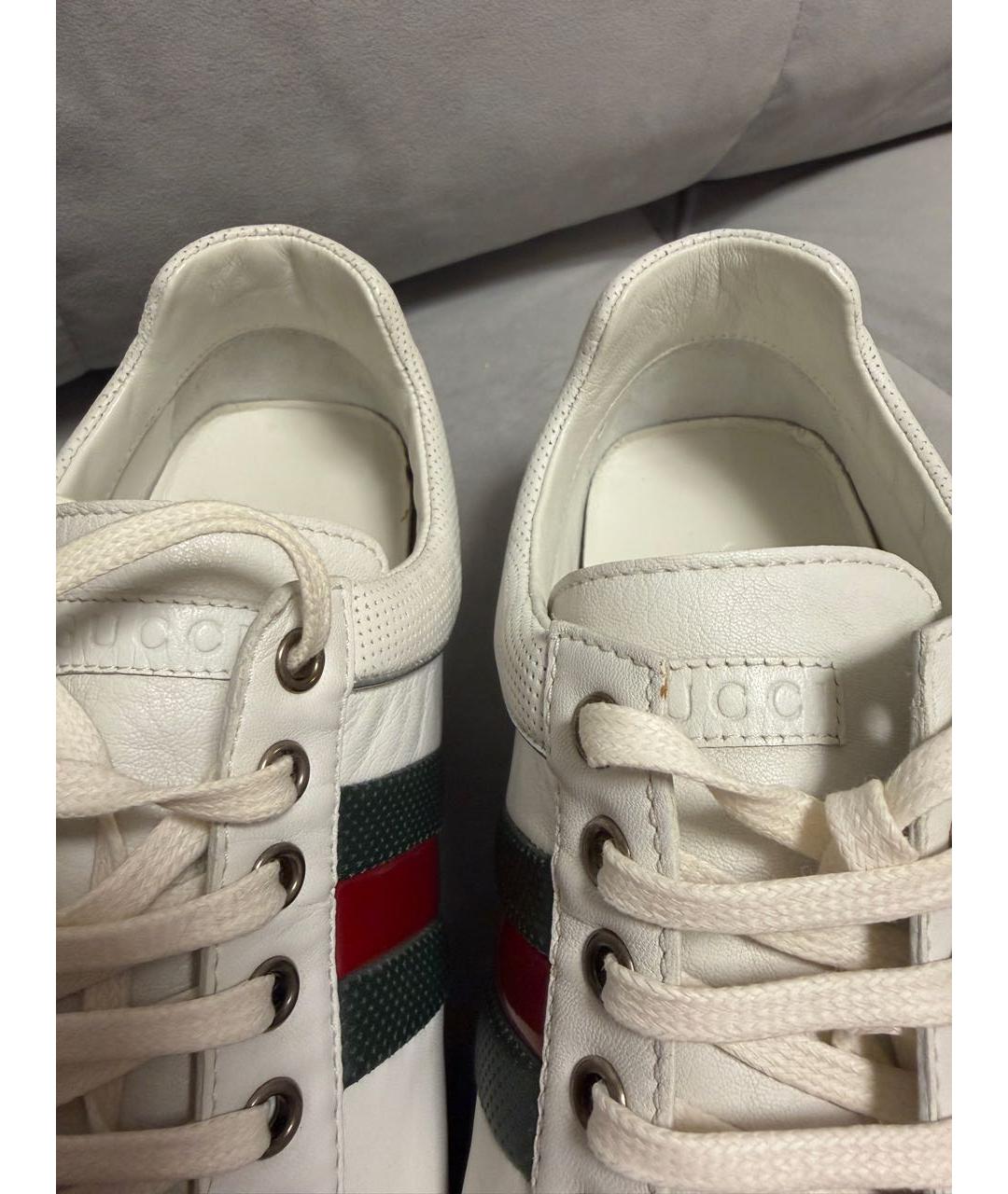GUCCI Белые кожаные низкие ботинки, фото 3