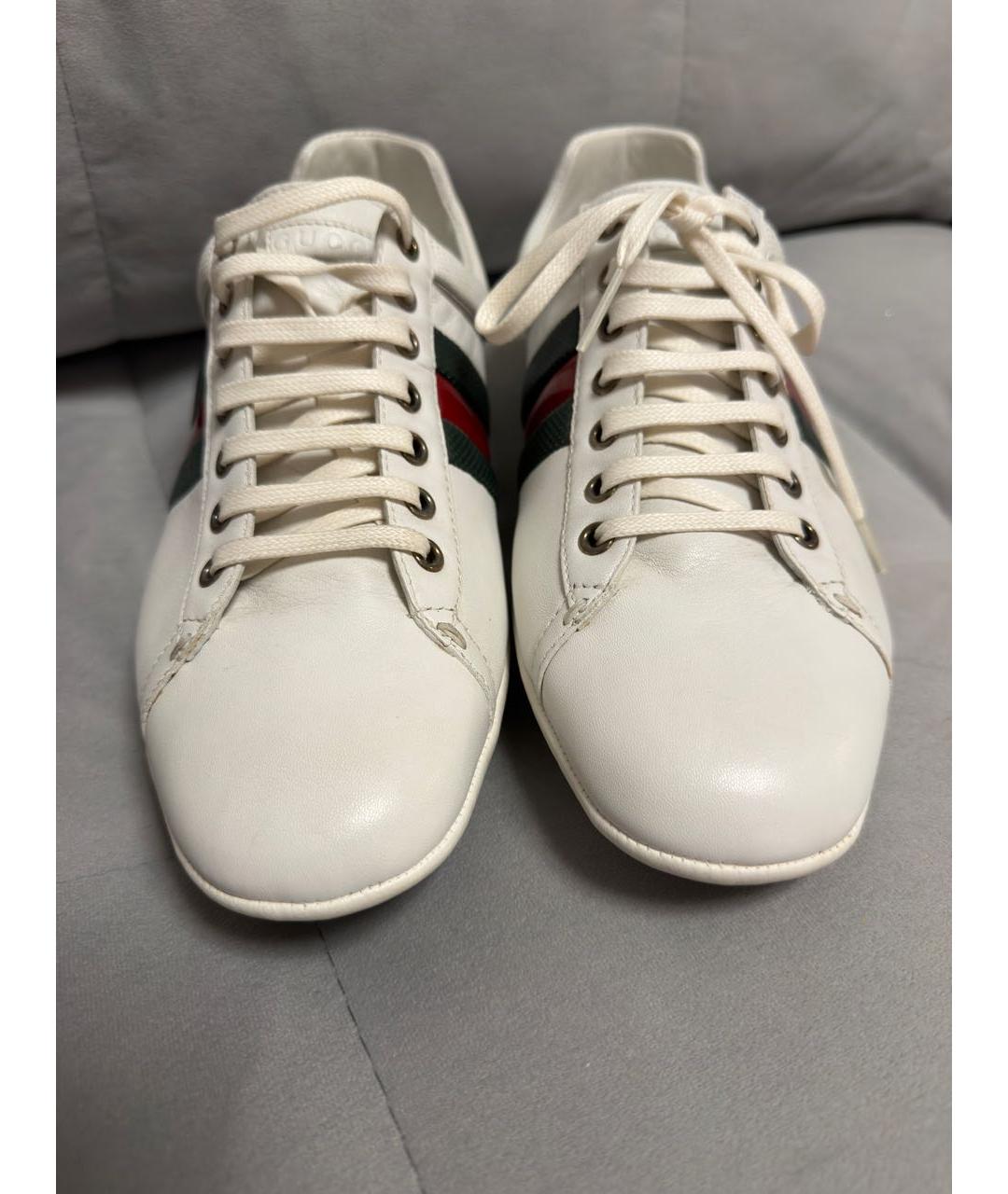 GUCCI Белые кожаные низкие ботинки, фото 2