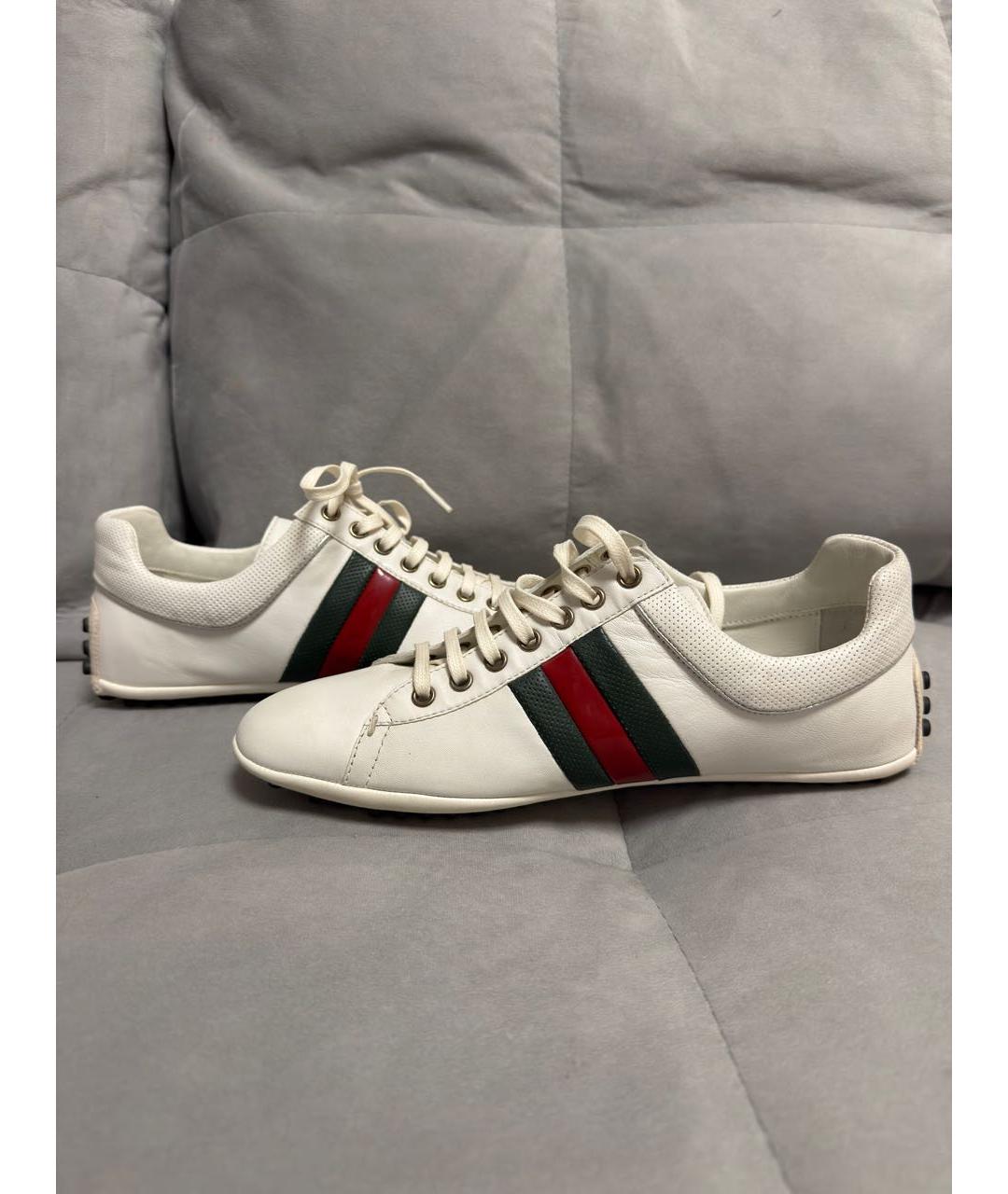 GUCCI Белые кожаные низкие ботинки, фото 7