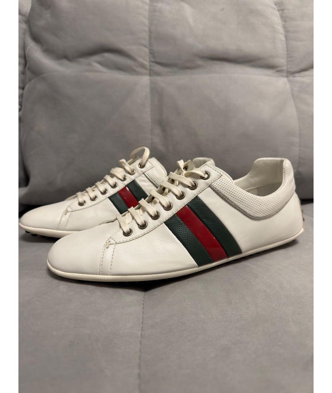 GUCCI Белые кожаные низкие ботинки, фото 8