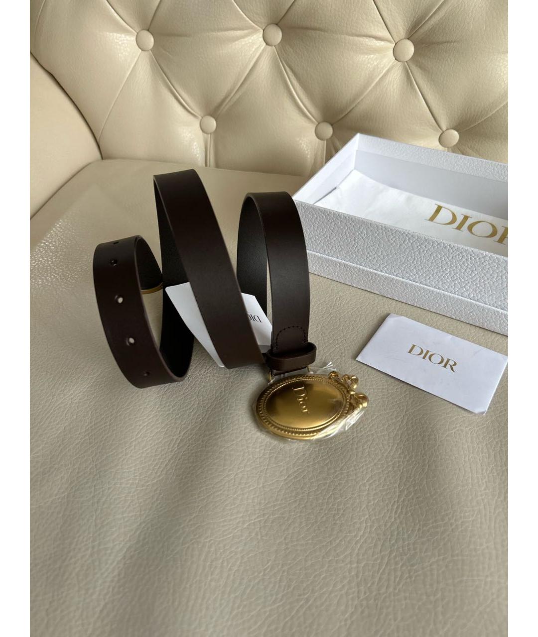 CHRISTIAN DIOR Коричневый кожаный ремень, фото 8