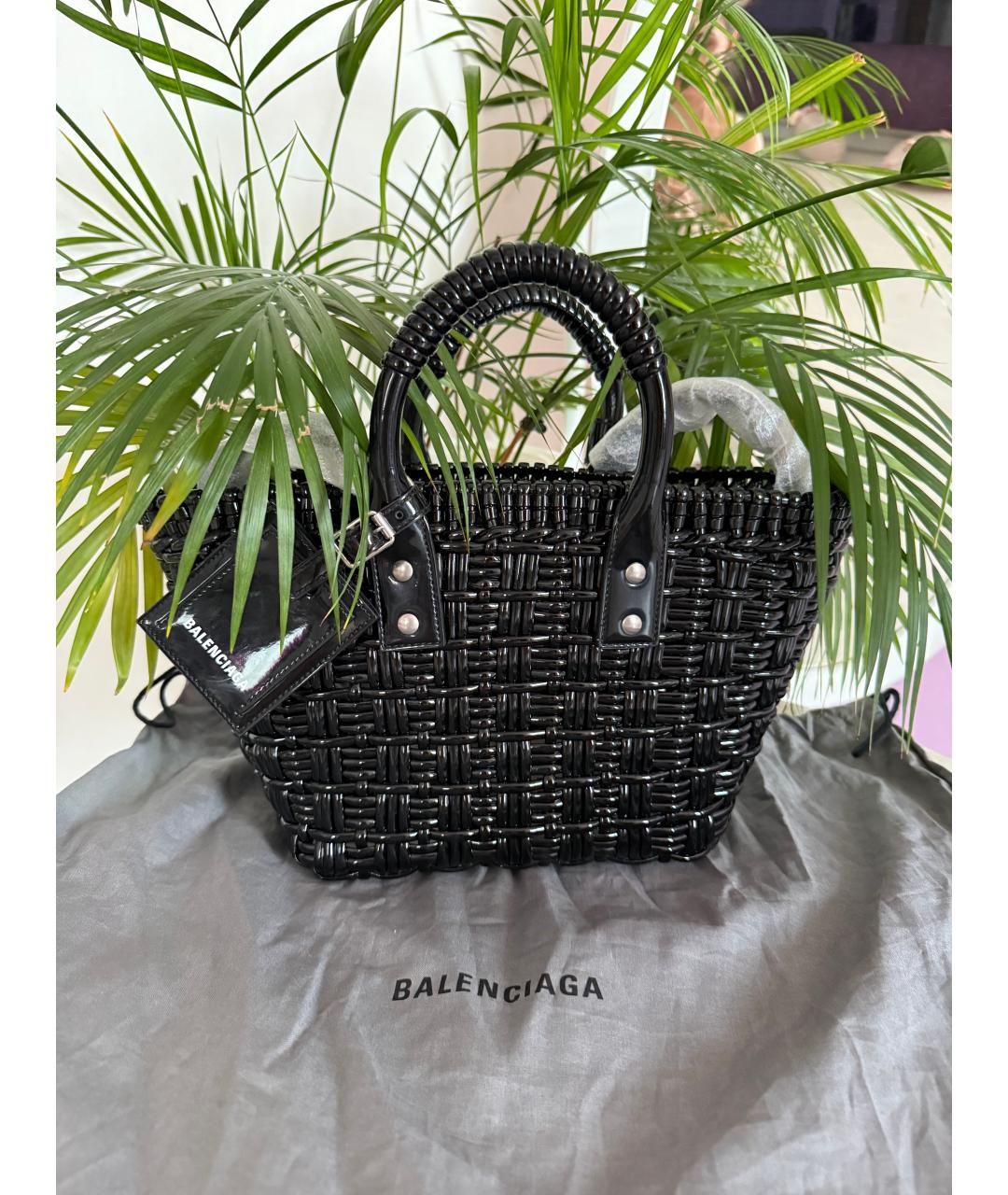 BALENCIAGA Черная пляжная сумка из искусственной кожи, фото 2