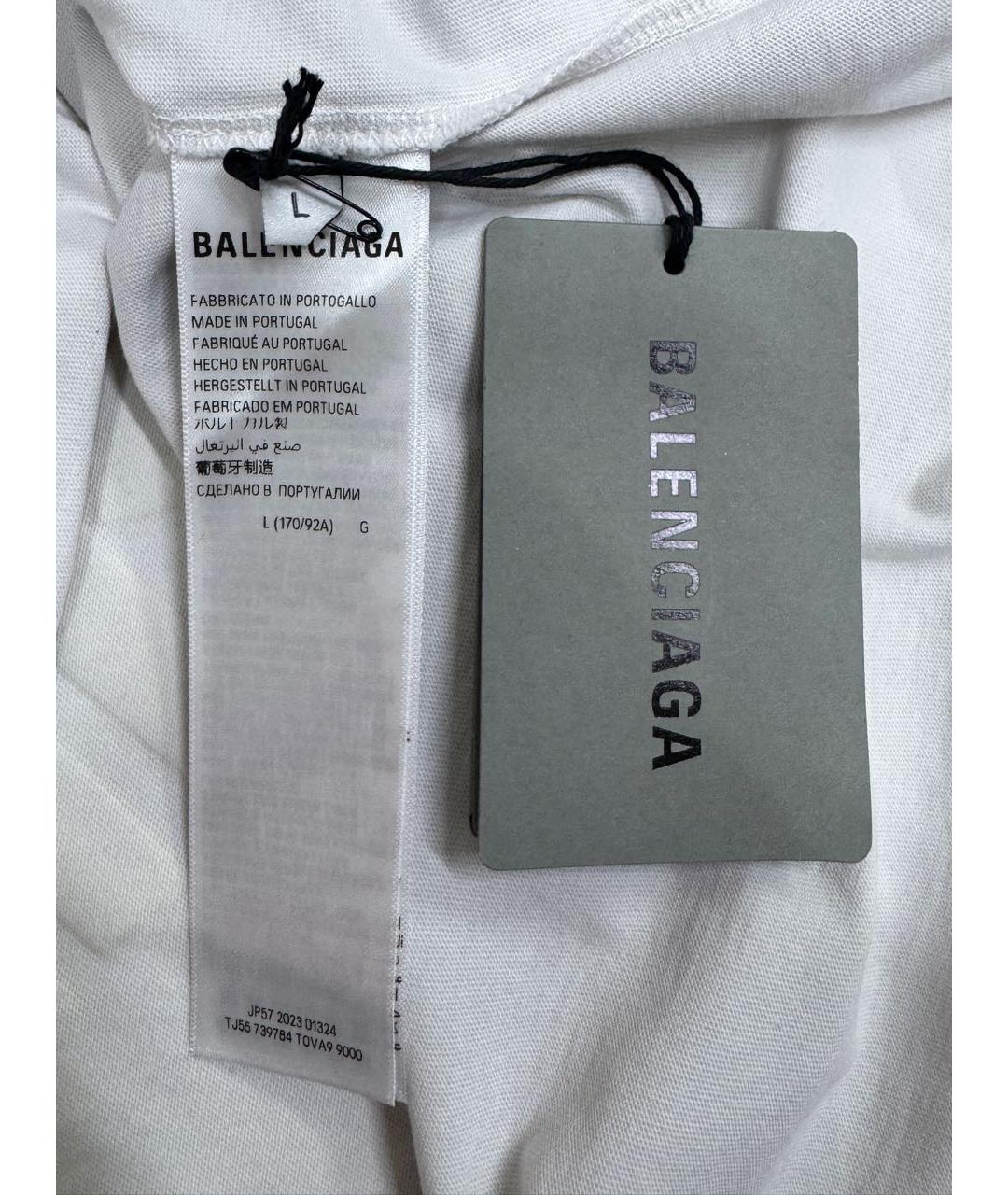 BALENCIAGA Белая хлопковая футболка, фото 7