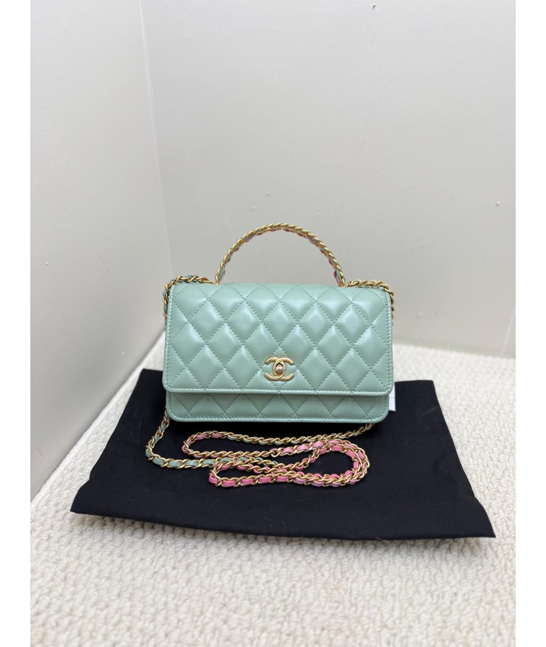 CHANEL Зеленая кожаная сумка через плечо, фото 2