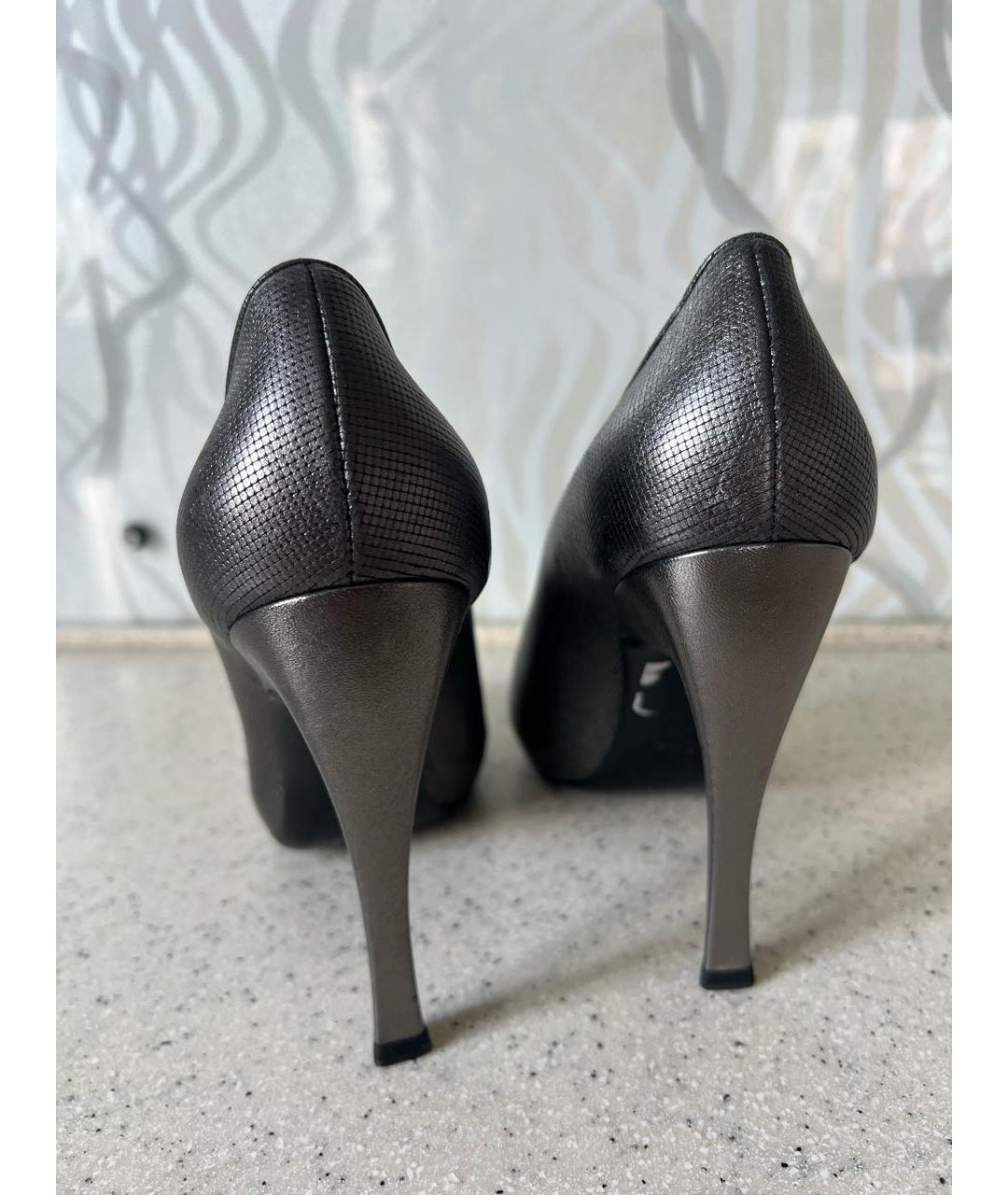 GIORGIO ARMANI Серебряные кожаные туфли, фото 3