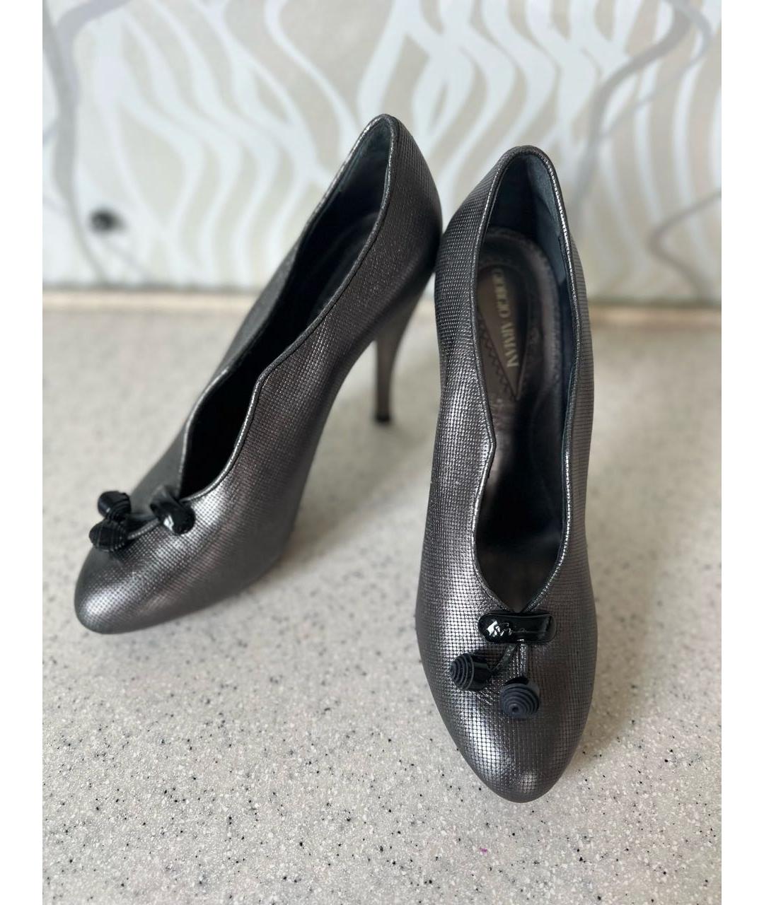 GIORGIO ARMANI Серебряные кожаные туфли, фото 2