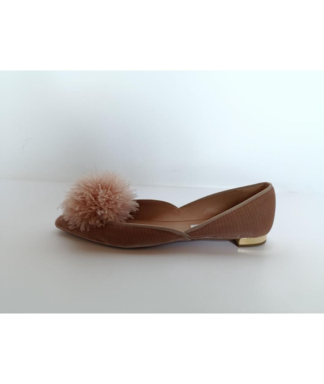 AQUAZZURA Розовые текстильные балетки, фото 5