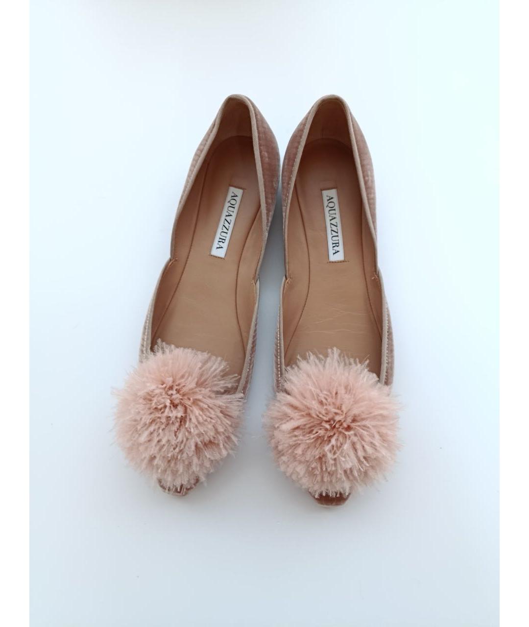 AQUAZZURA Розовые текстильные балетки, фото 4
