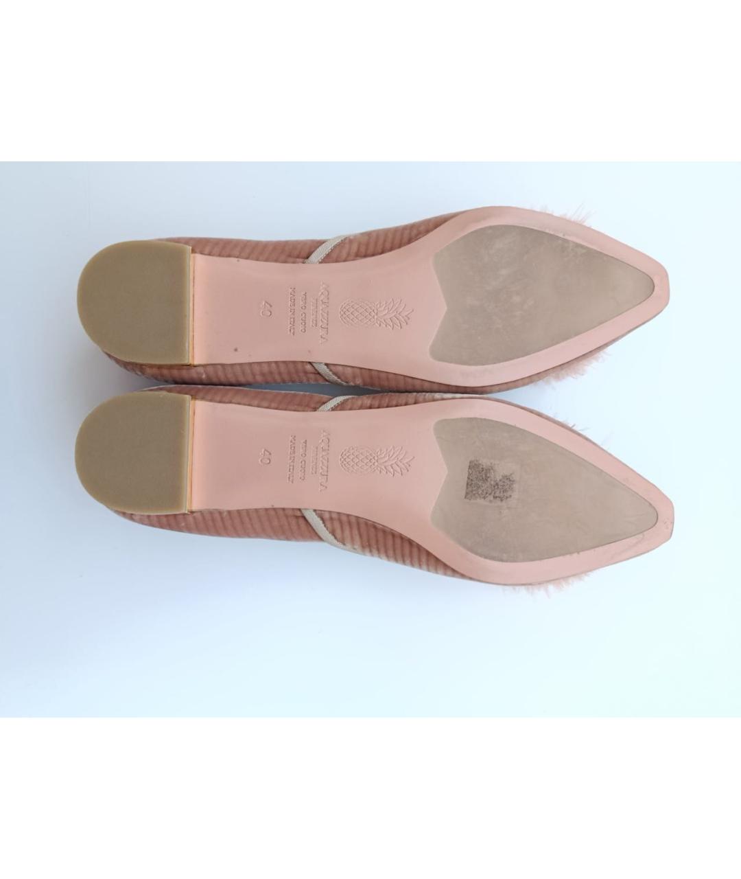 AQUAZZURA Розовые текстильные балетки, фото 7