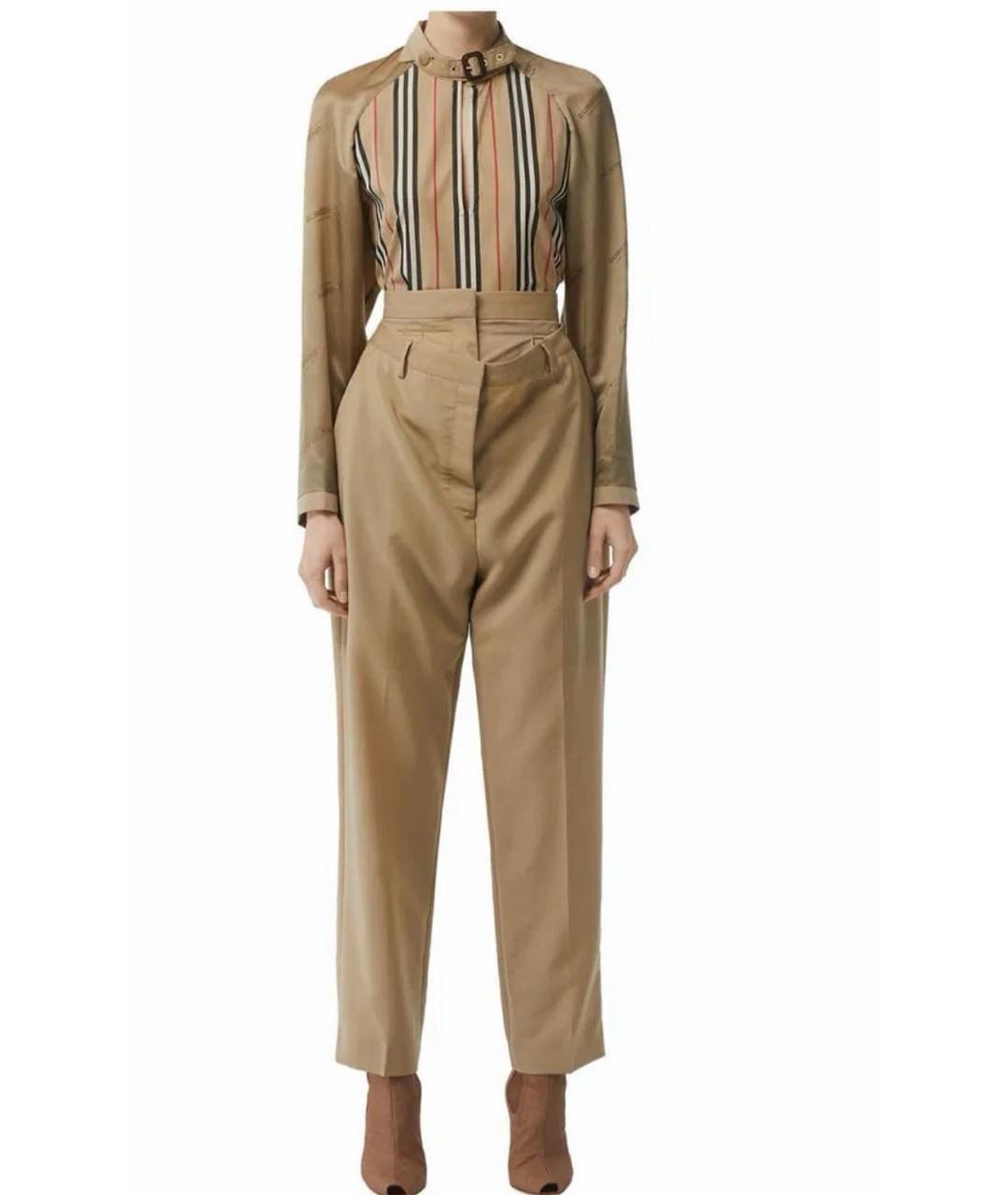 BURBERRY Бежевые шерстяные брюки широкие, фото 5