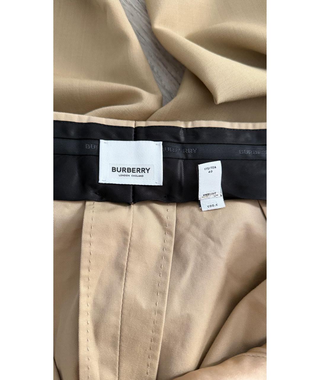 BURBERRY Бежевые шерстяные брюки широкие, фото 3