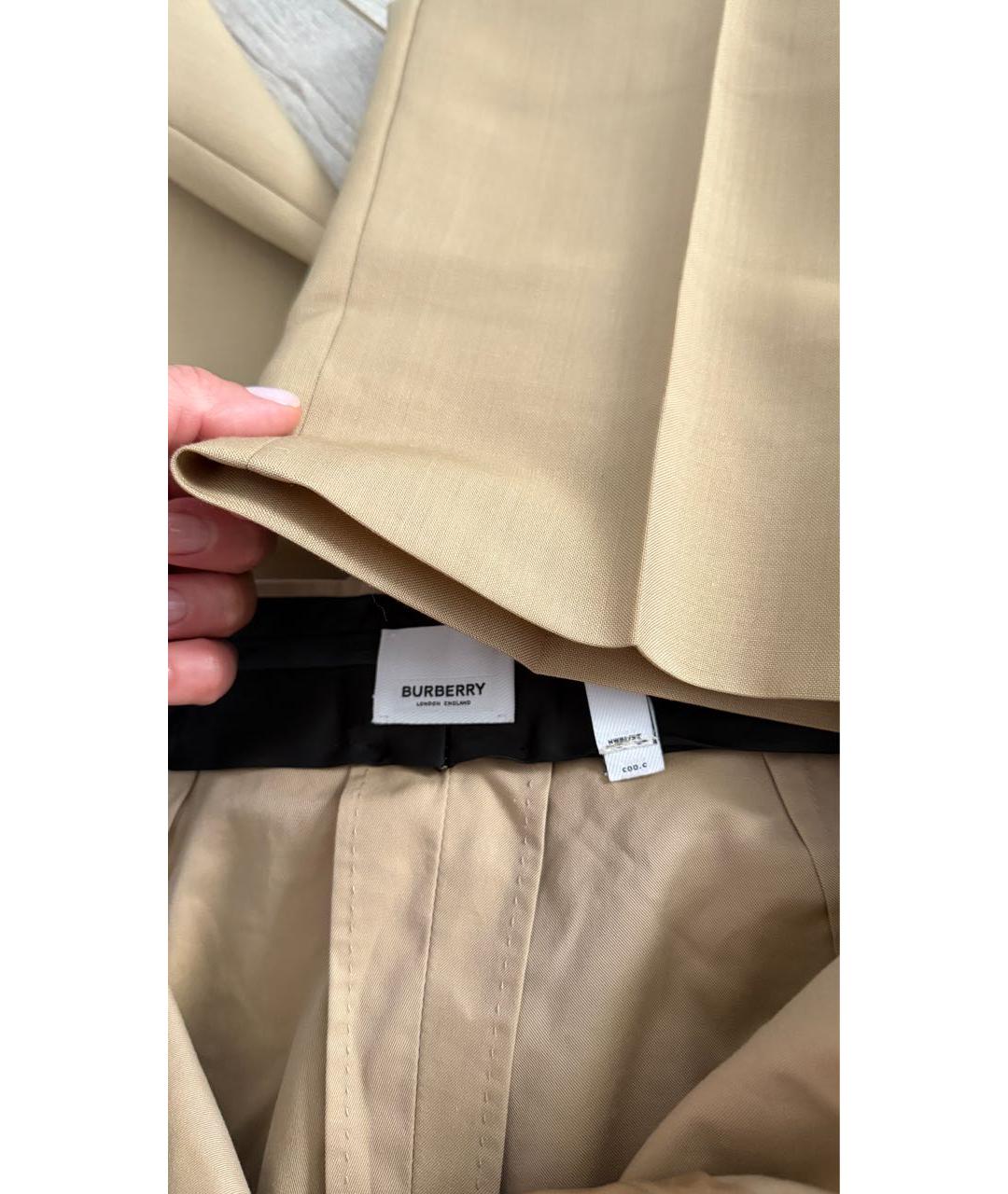 BURBERRY Бежевые шерстяные брюки широкие, фото 4