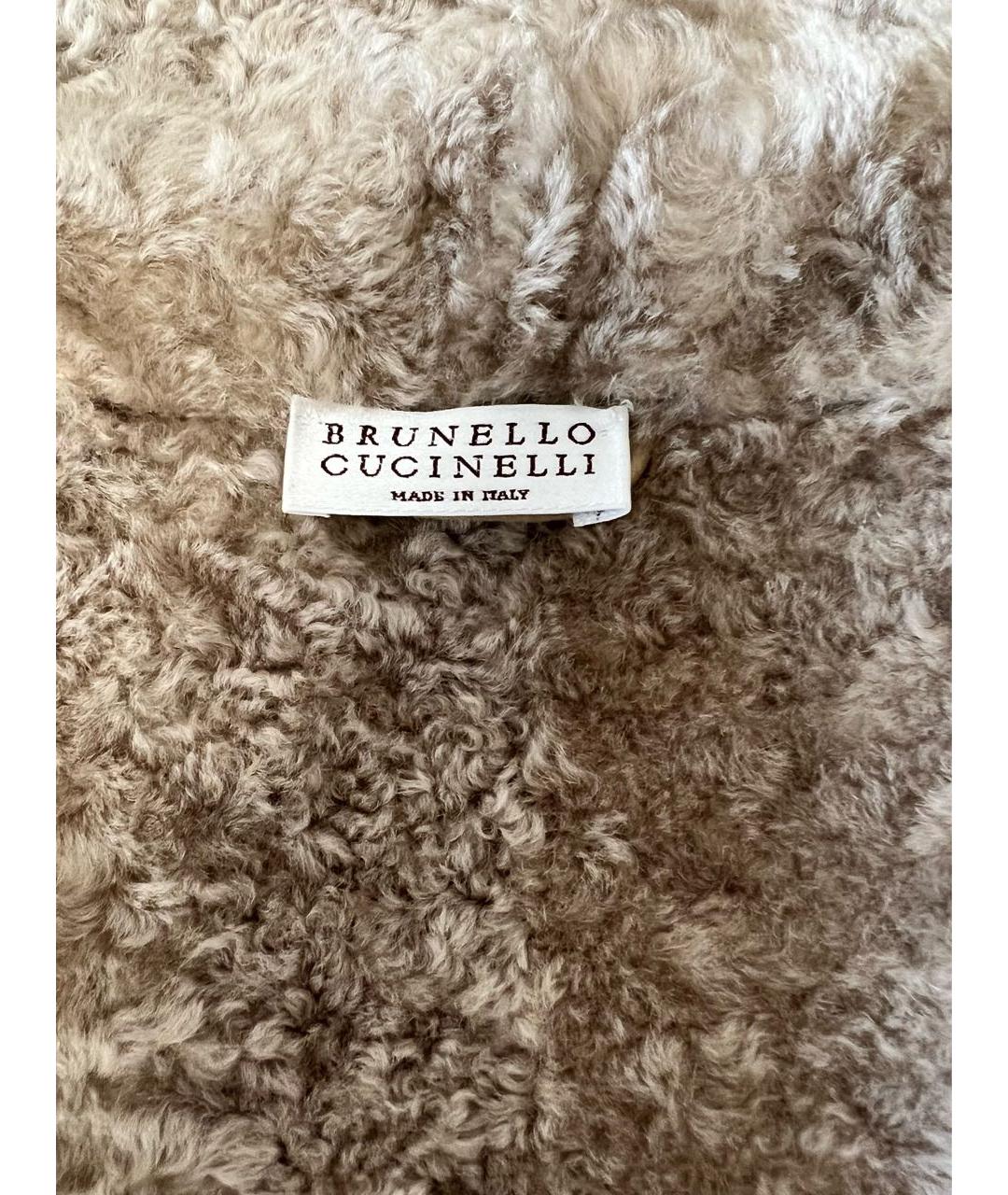 BRUNELLO CUCINELLI Бежевая меховая дубленка, фото 6