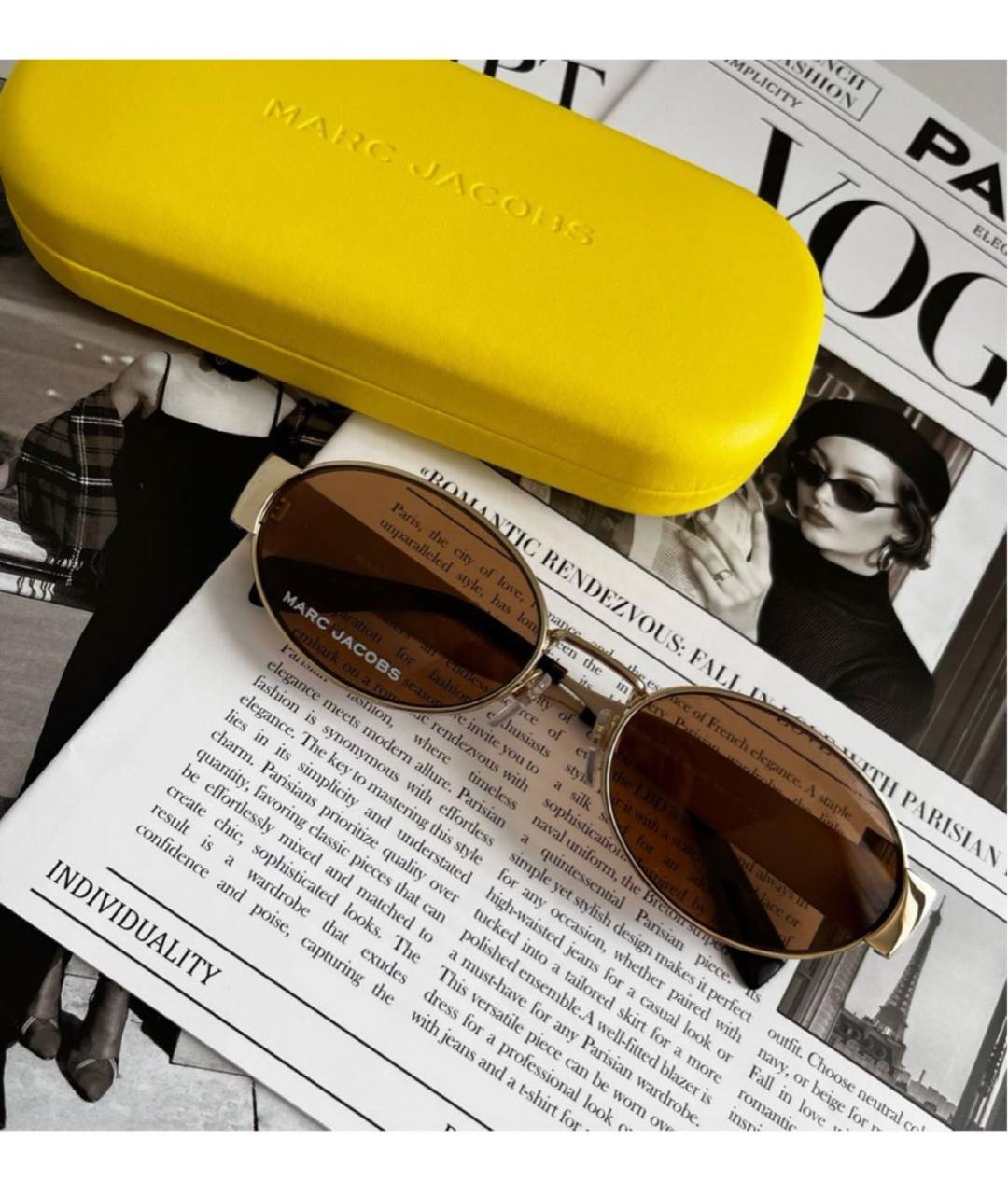 MARC JACOBS Коричневые металлические солнцезащитные очки, фото 2