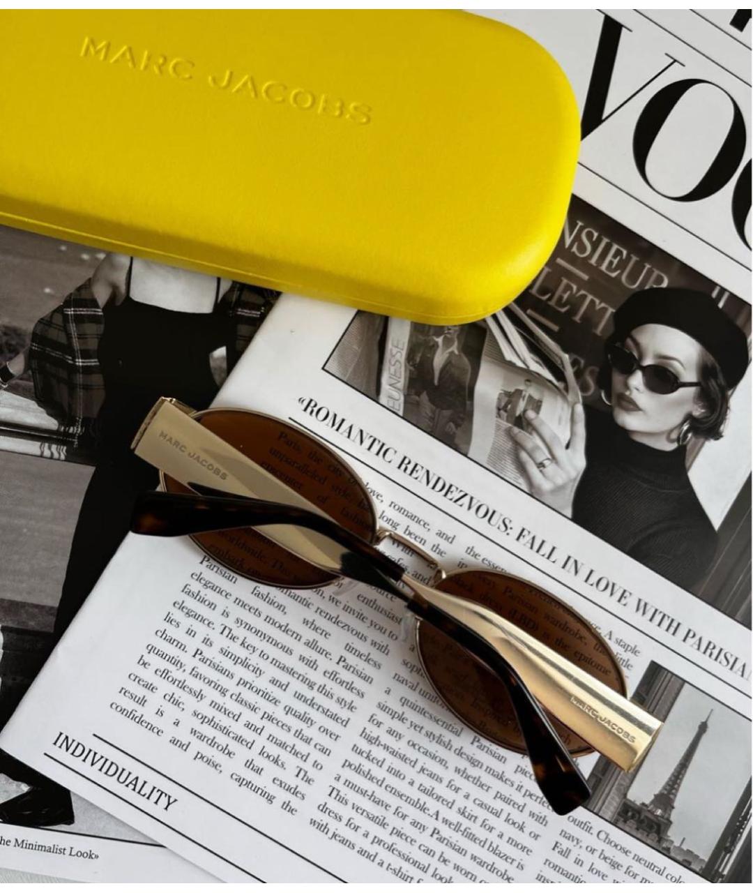 MARC JACOBS Коричневые металлические солнцезащитные очки, фото 3