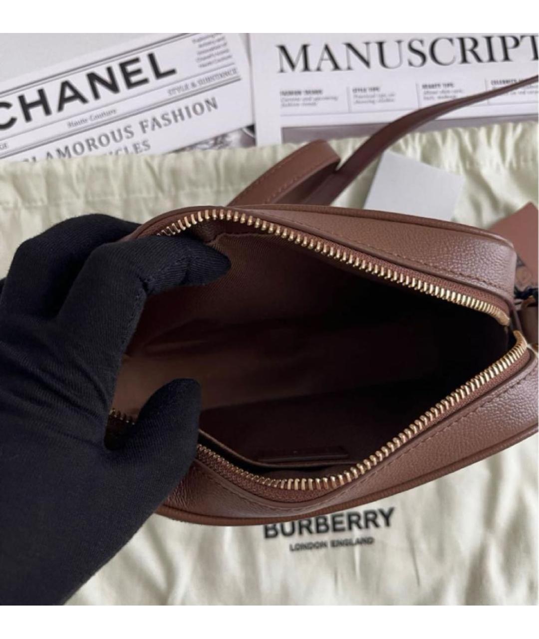 BURBERRY Коричневая кожаная сумка через плечо, фото 4