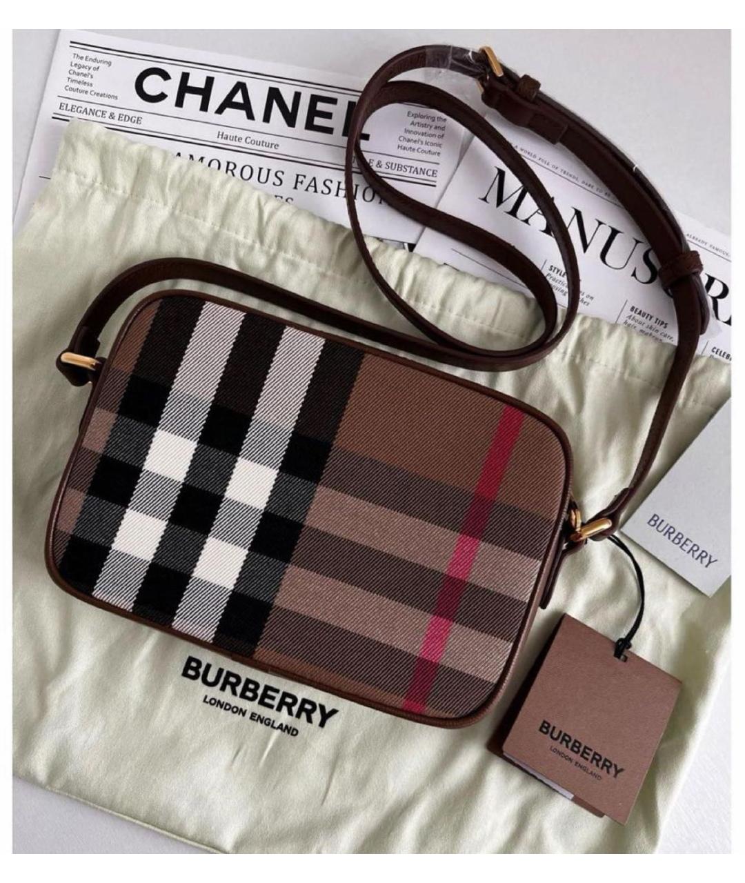 BURBERRY Коричневая кожаная сумка через плечо, фото 2