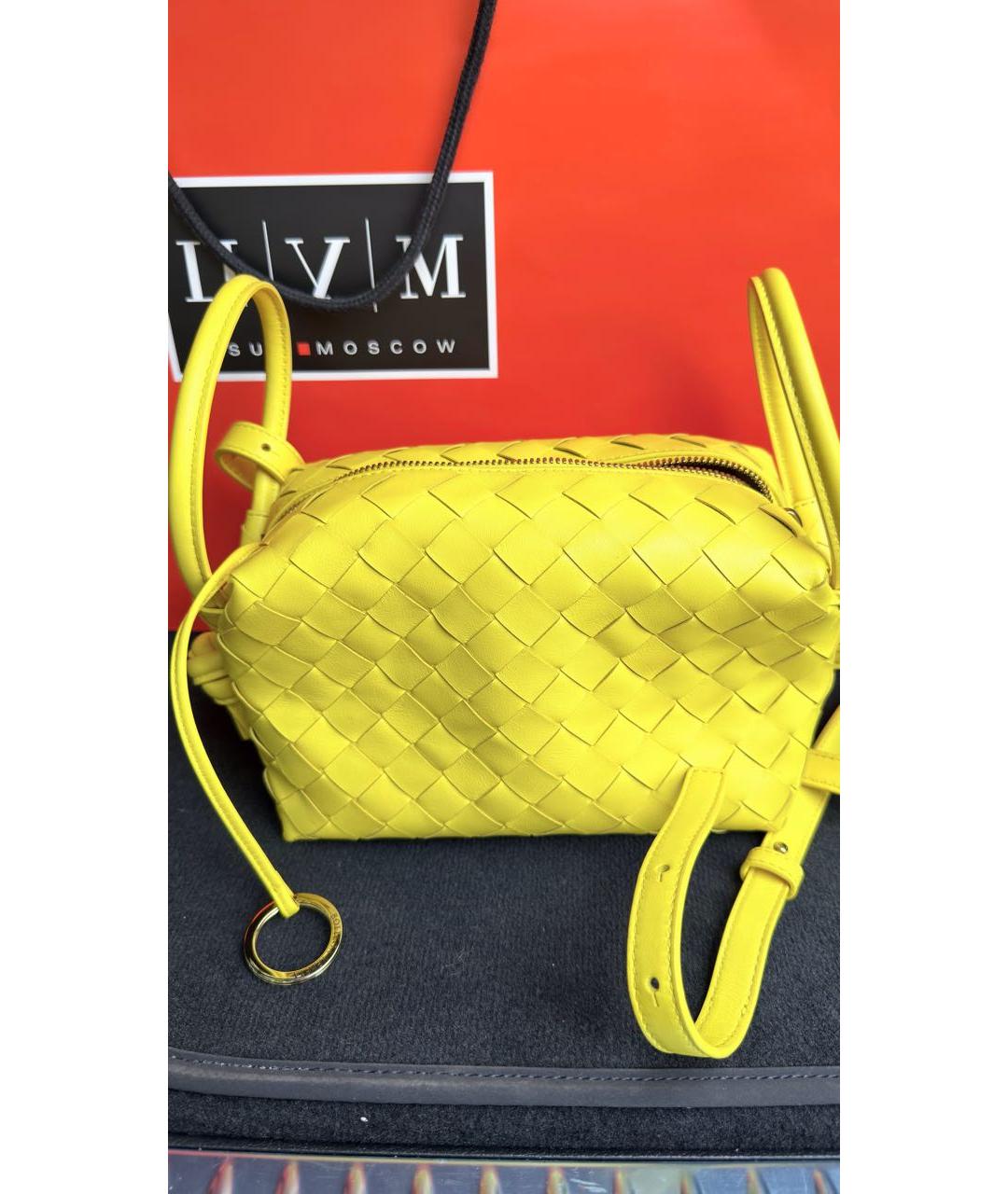 BOTTEGA VENETA Желтая кожаная сумка через плечо, фото 3