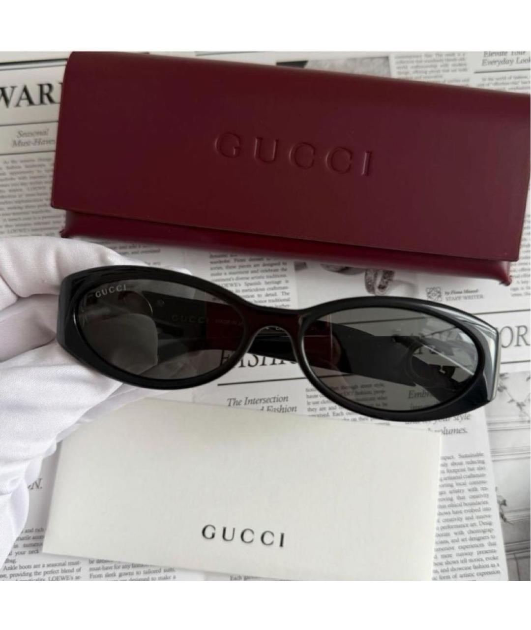 GUCCI Черные пластиковые солнцезащитные очки, фото 7