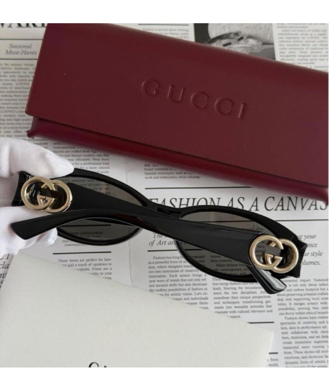 GUCCI Черные пластиковые солнцезащитные очки, фото 3