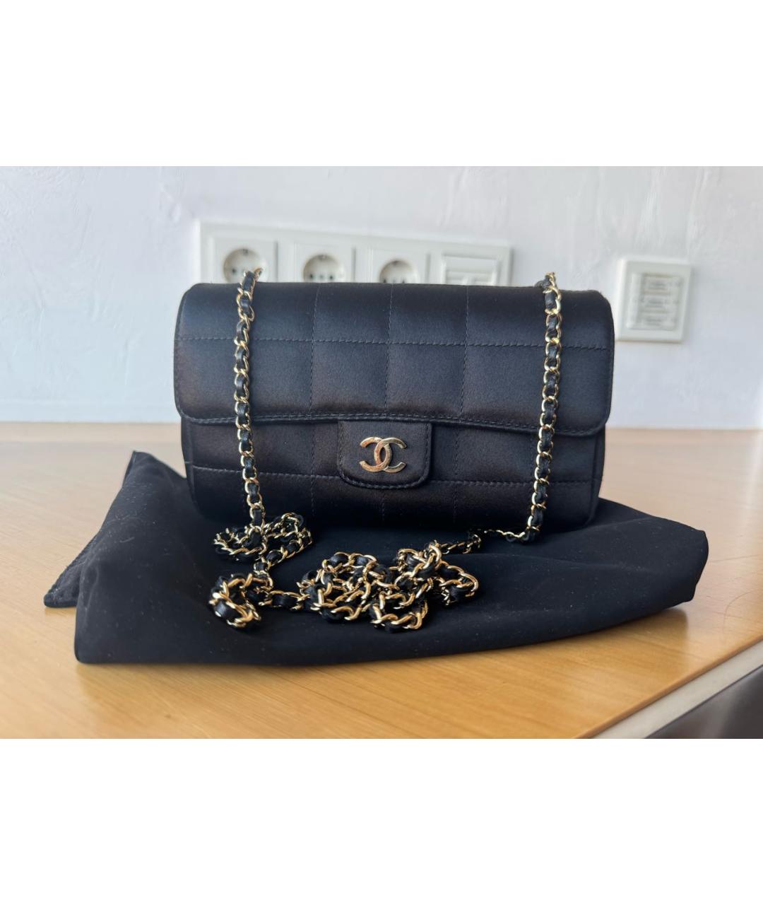 CHANEL Черная шелковая сумка через плечо, фото 8