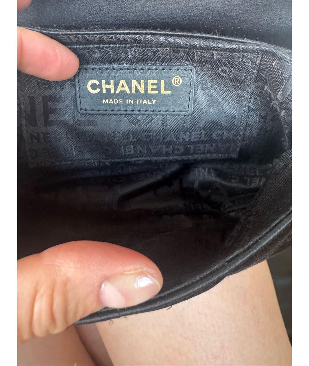 CHANEL Черная шелковая сумка через плечо, фото 4