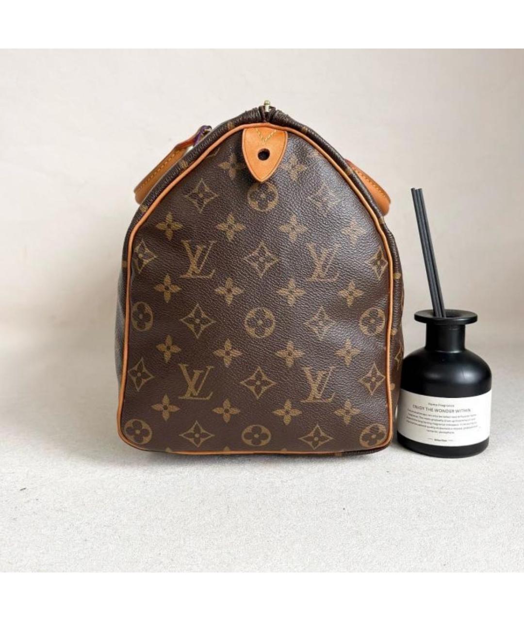 LOUIS VUITTON Коричневая кожаная сумка с короткими ручками, фото 5