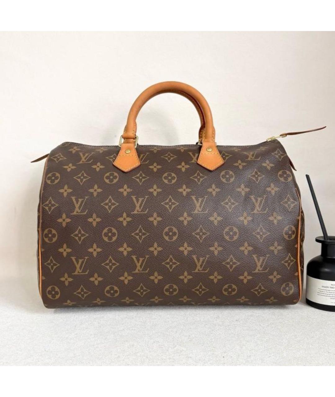 LOUIS VUITTON Коричневая кожаная сумка с короткими ручками, фото 2
