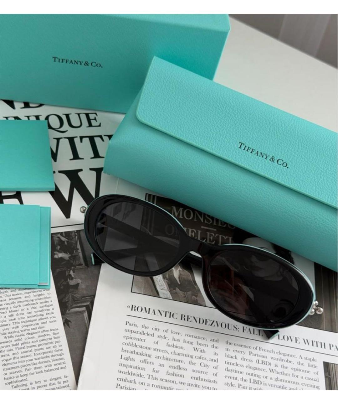 TIFFANY&CO Черные пластиковые солнцезащитные очки, фото 2