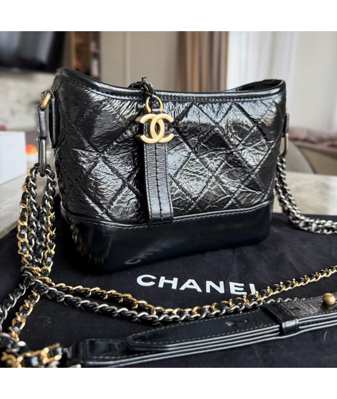 CHANEL Черная кожаная сумка через плечо, фото 2