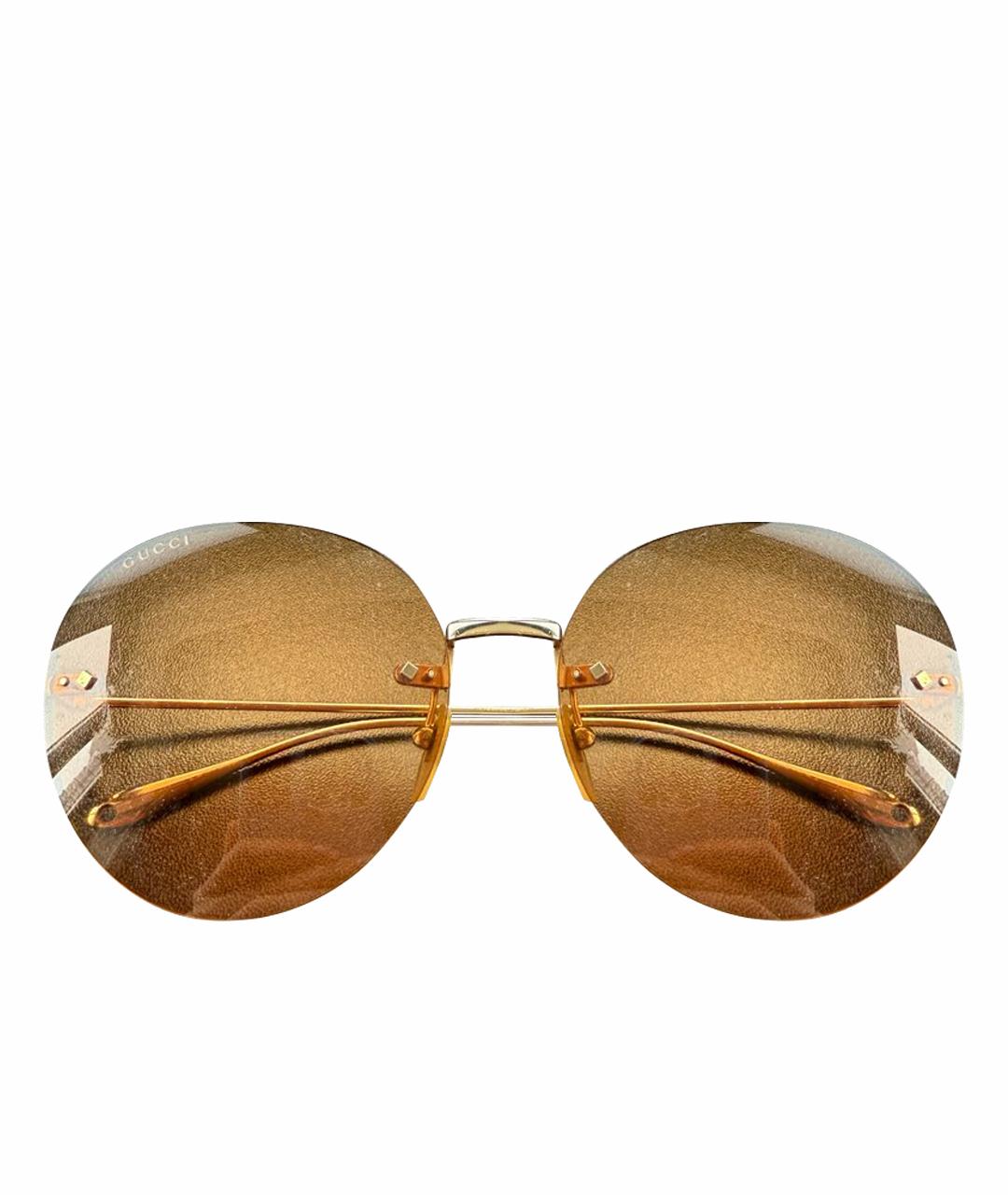 GUCCI Золотые металлические солнцезащитные очки, фото 1