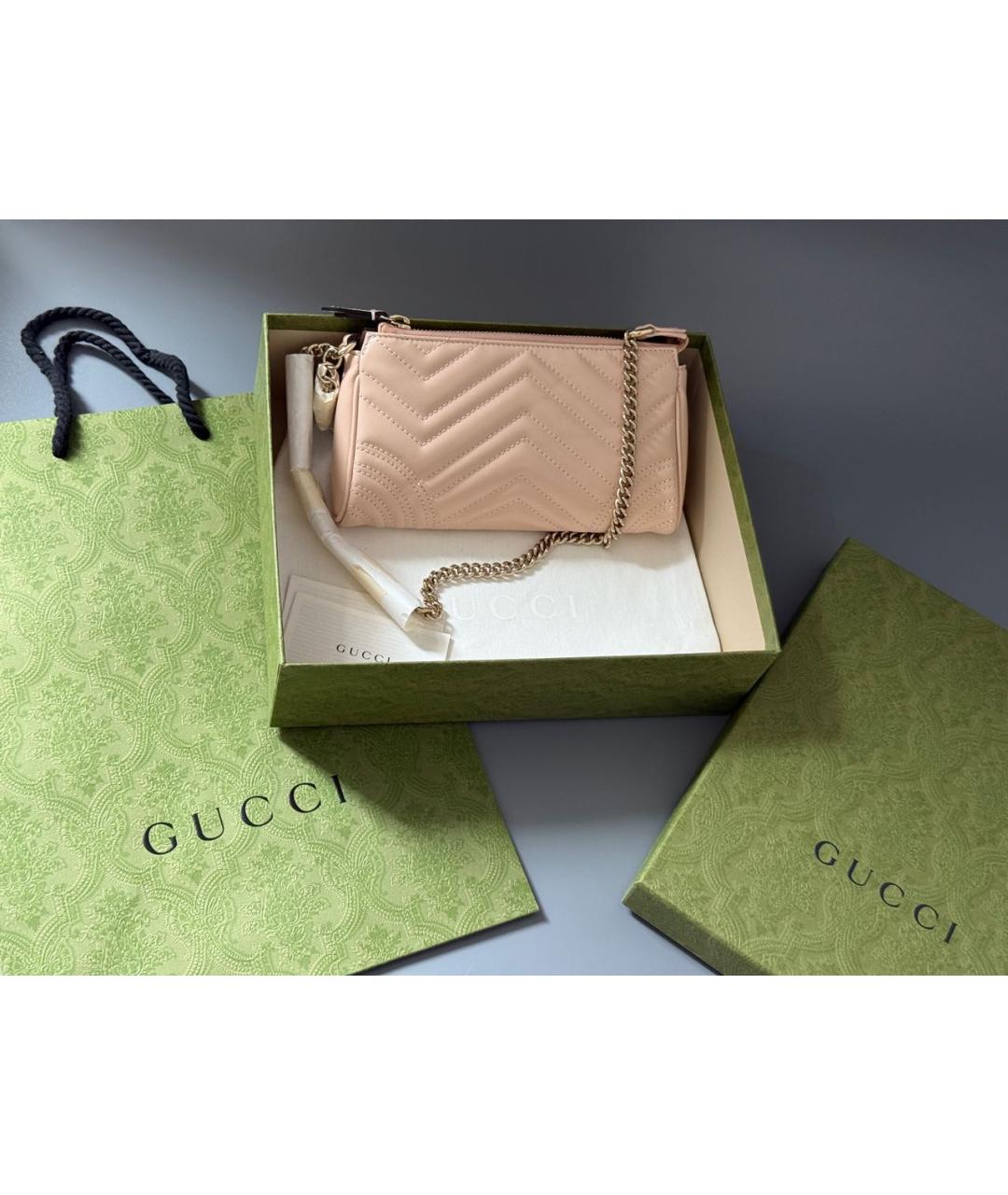 GUCCI Розовая кожаная сумка через плечо, фото 5