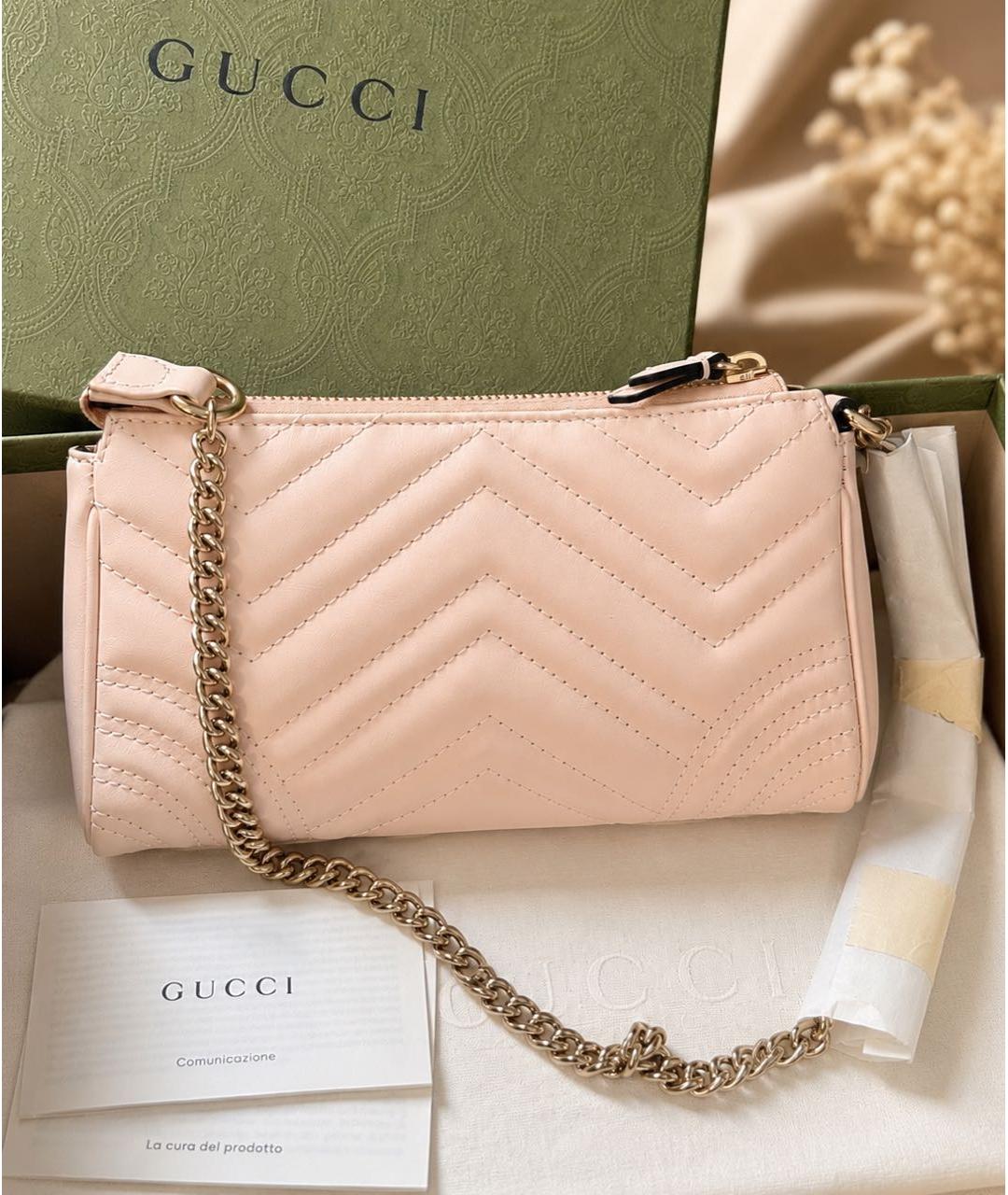 GUCCI Розовая кожаная сумка через плечо, фото 2