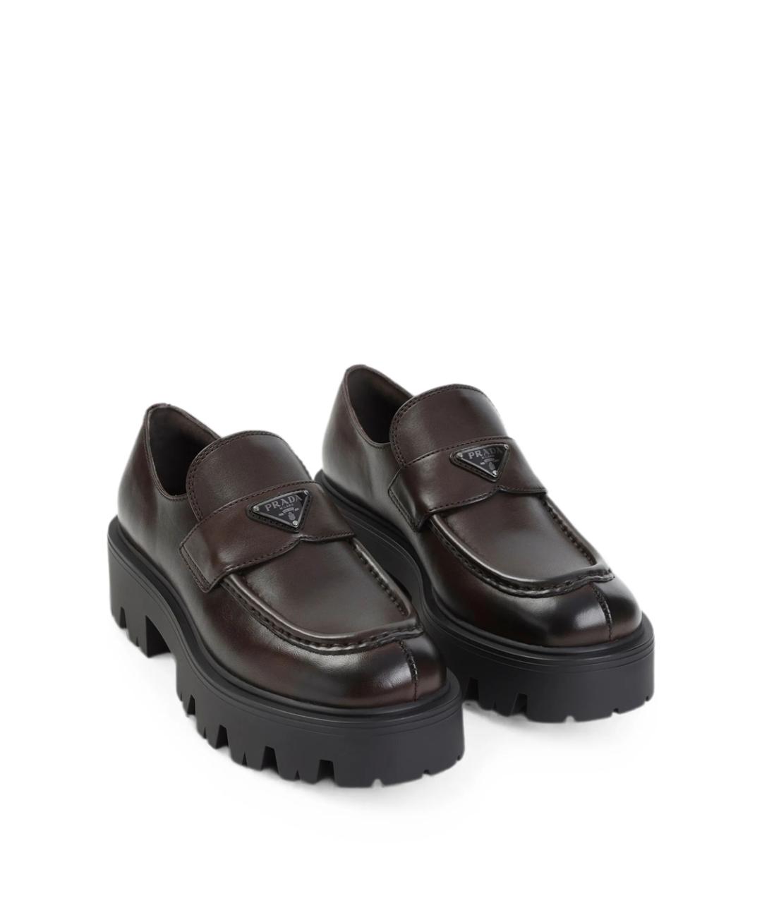 PRADA Коричневые кожаные лоферы, фото 2