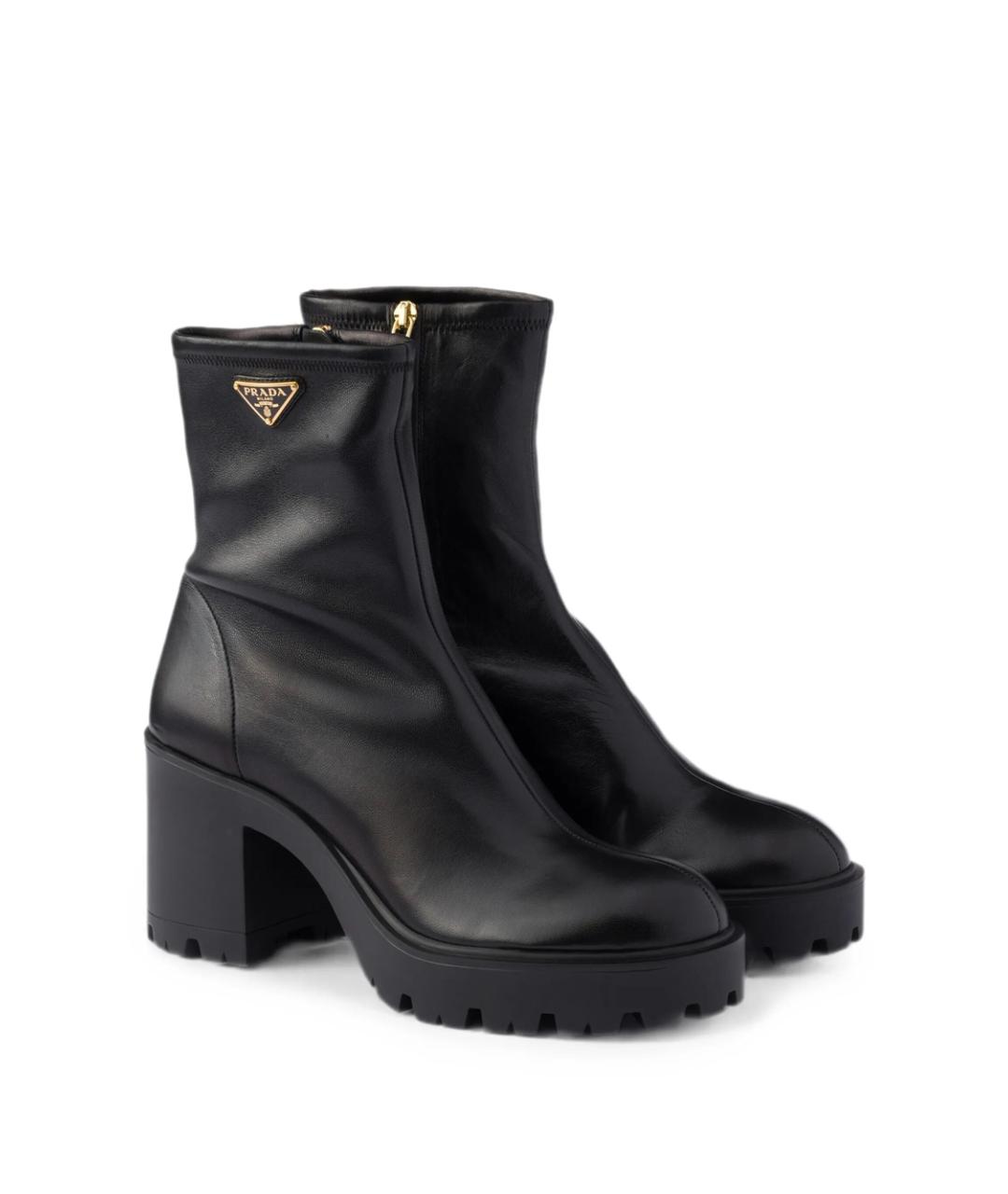 PRADA Черные кожаные ботильоны, фото 4