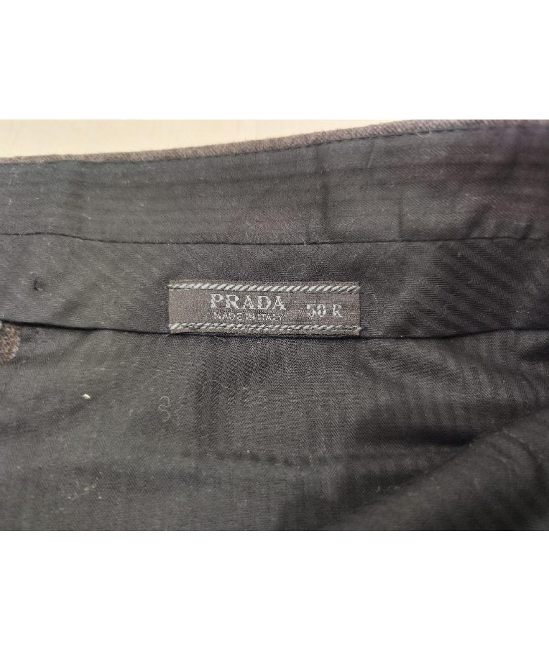 PRADA Серые шерстяные классические брюки, фото 3